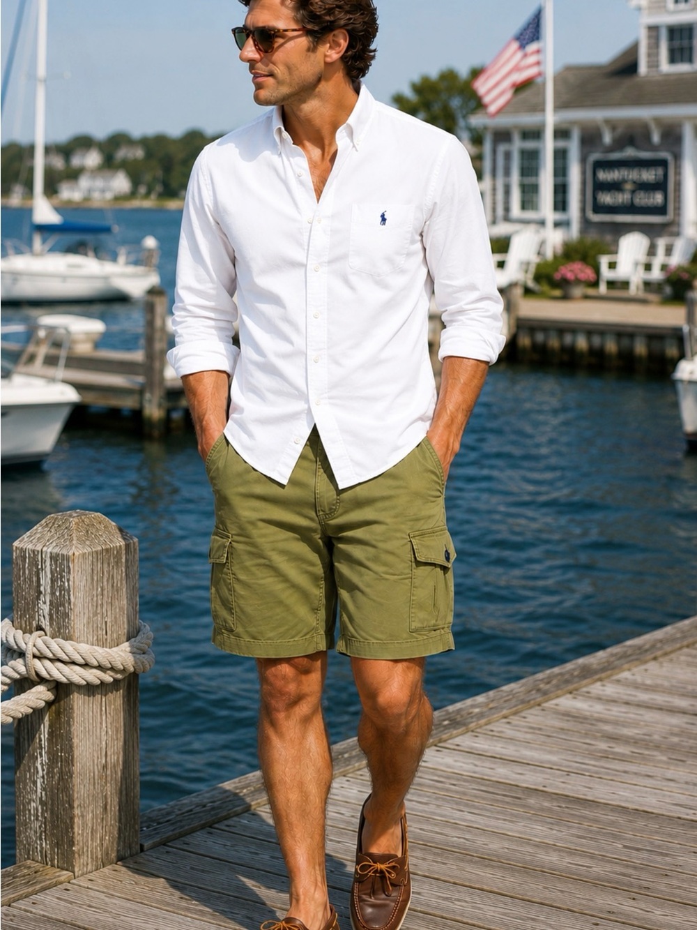 Polo Ralph Lauren Olive Drab Cargo Shorts Men 35 Relaxed Fit Military Utility